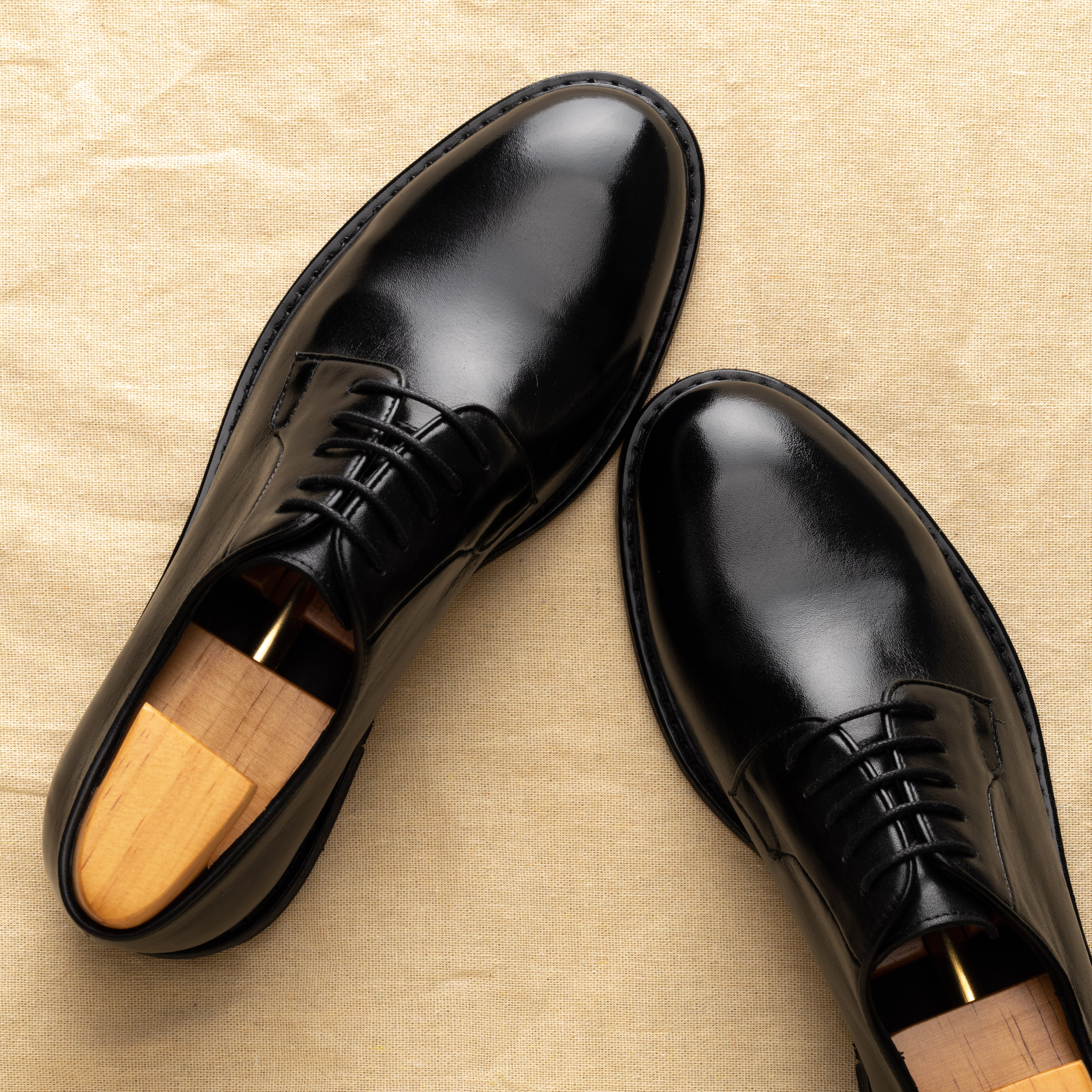 Plain Round-Toe Derby Shoes OLH001BK
