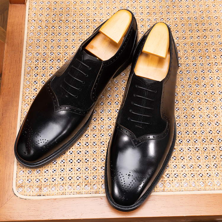 Retro Patchwork Swallowtail Oxford Shoes OLDL25BK