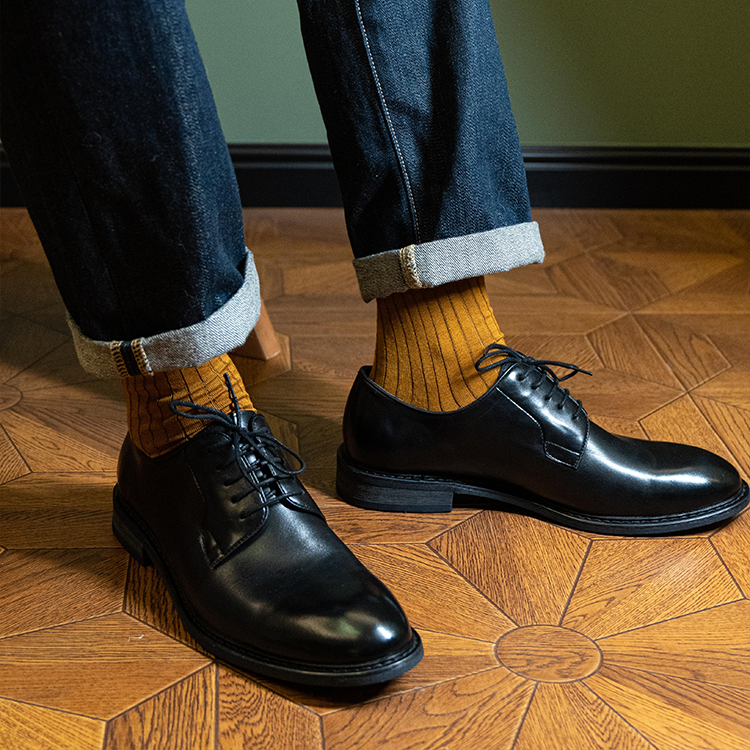 Plain Round-Toe Derby Shoes OLH001BK