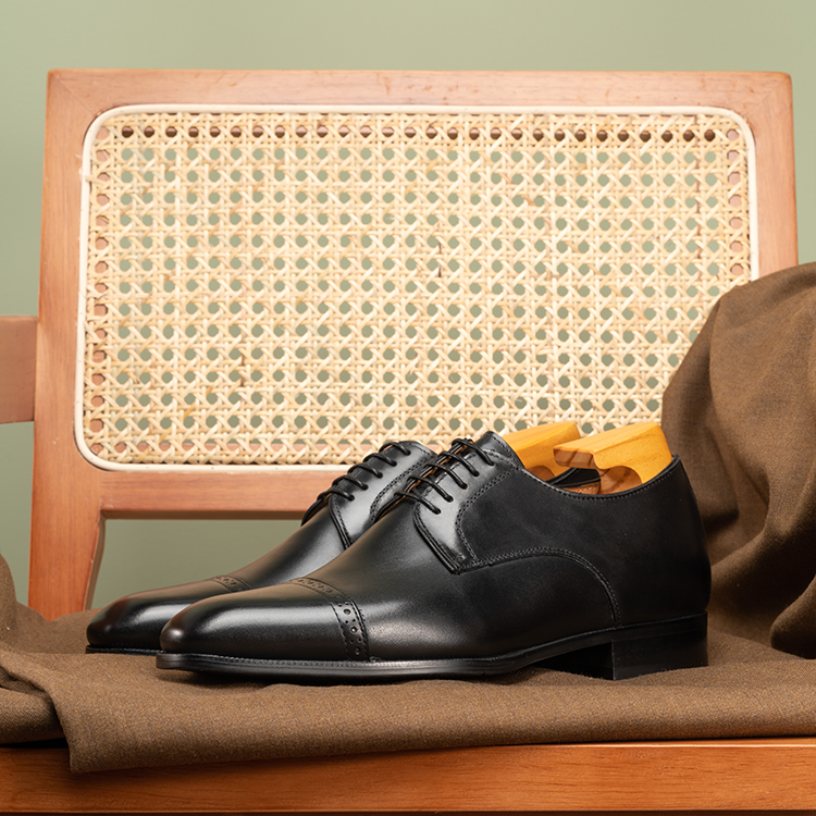 Derby Shoes with 2cm hidden height increase OLDL09BK