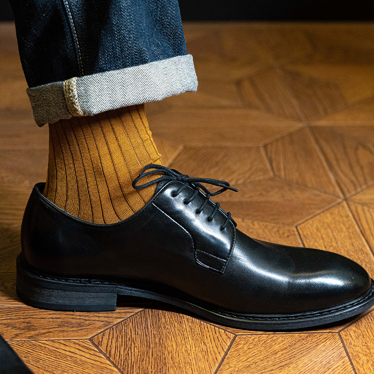 Plain Round-Toe Derby Shoes OLH001BK