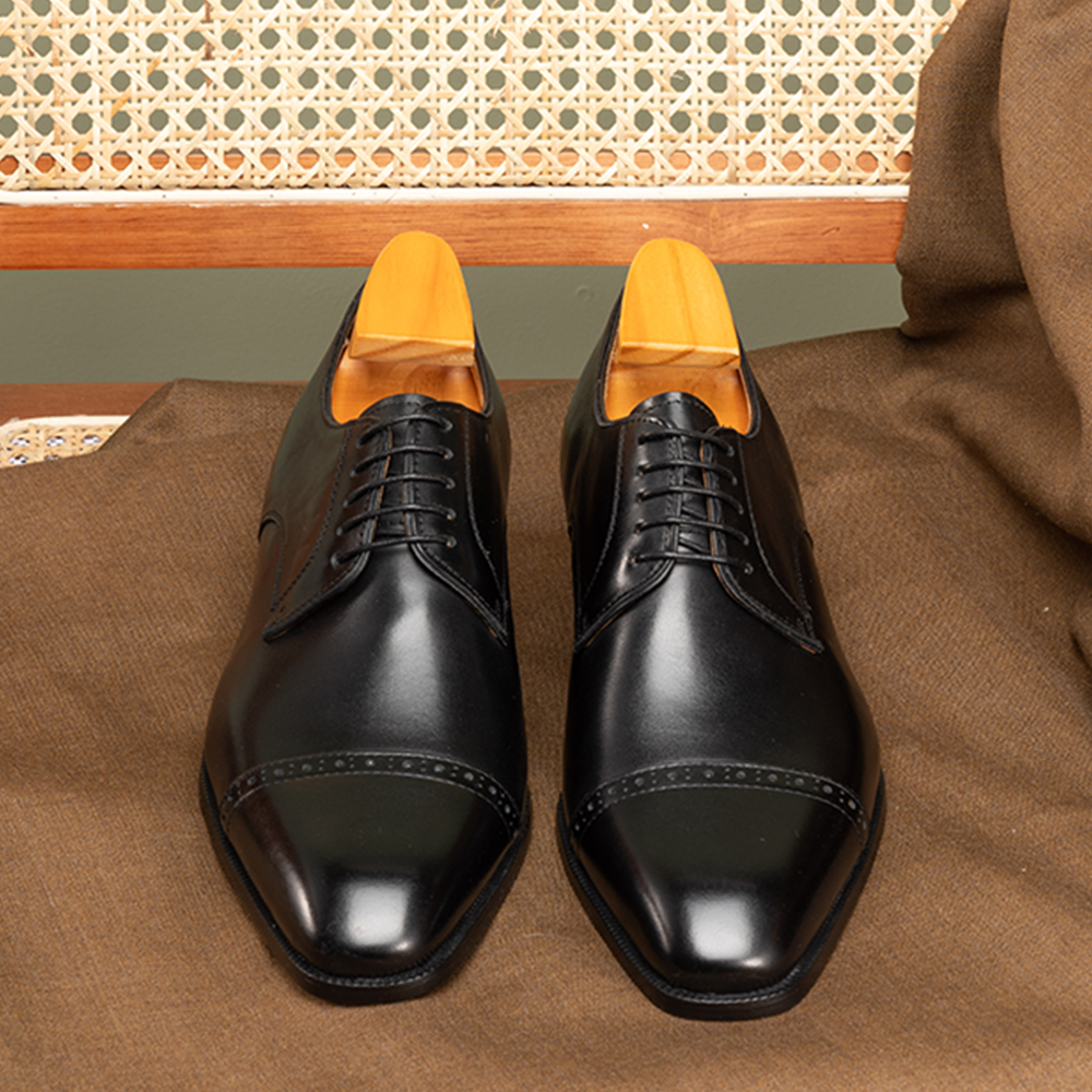 Derby Shoes with 2cm hidden height increase OLDL09BK