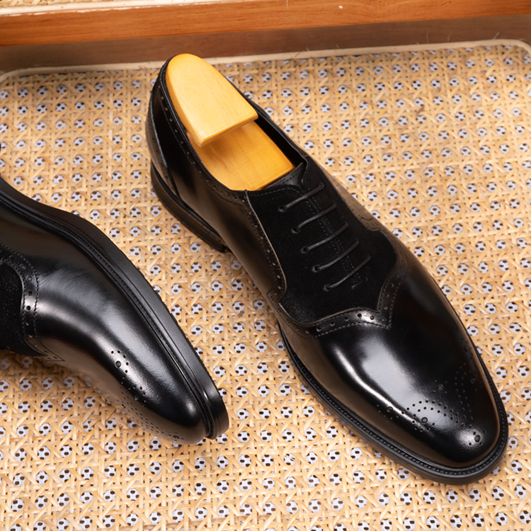 Retro Patchwork Swallowtail Oxford Shoes OLDL25BK