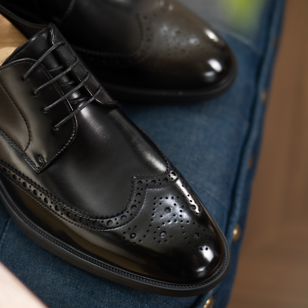 Heel lift - Long Wing Brock Derby Shoes AE01BK