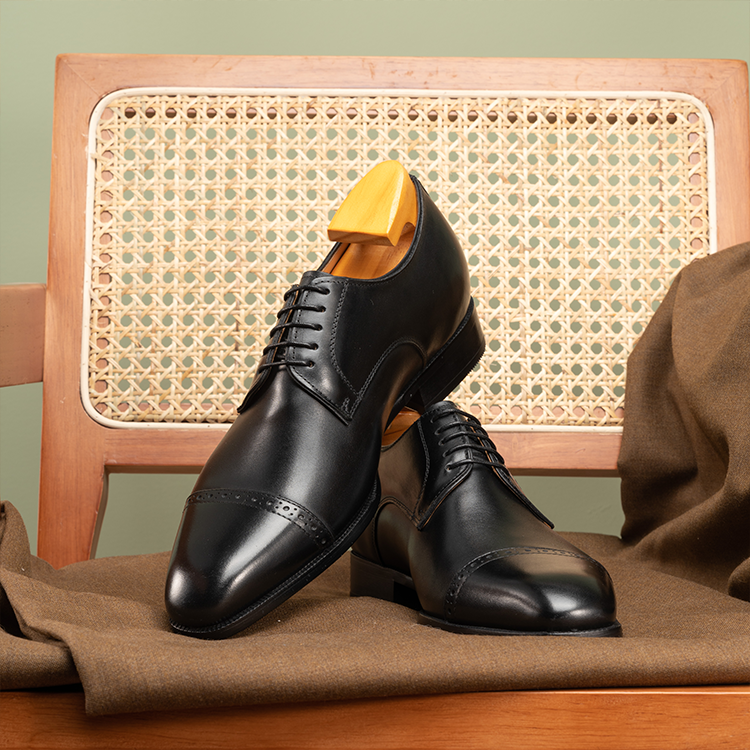 Derby Shoes with 2cm hidden height increase OLDL09BK