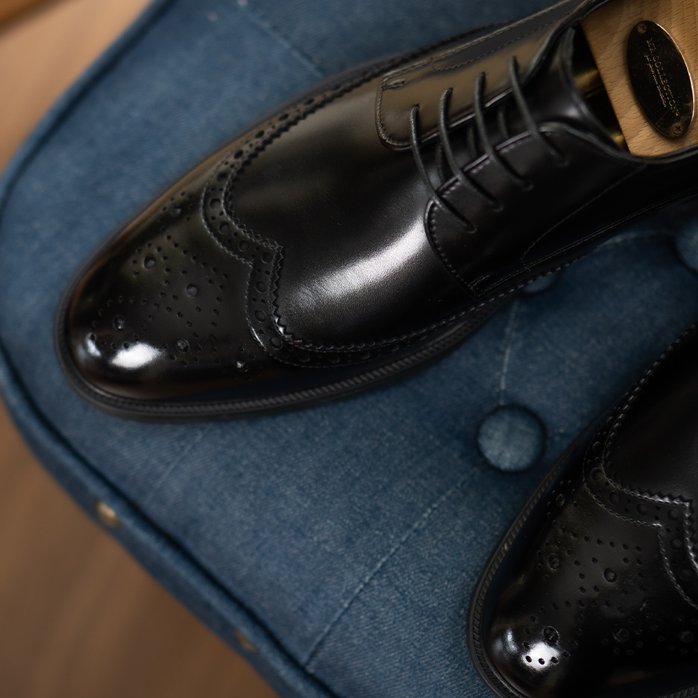 Heel lift - Long Wing Brock Derby Shoes AE01BK