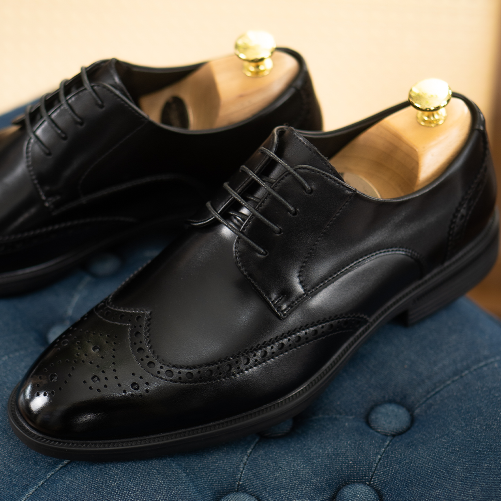 Heel lift - Long Wing Brock Derby Shoes AE01BK