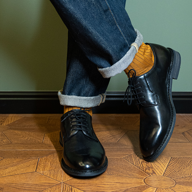 Plain Round-Toe Derby Shoes OLH001BK